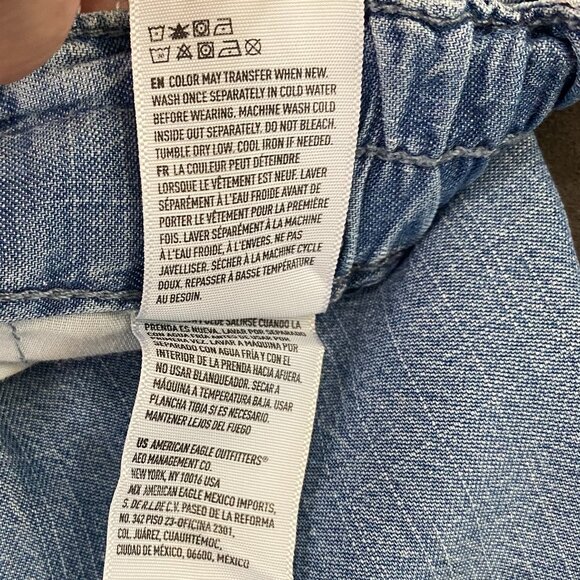 American Eagle | Elastic Waist High Rise Wide Leg Cropped Pants | Size 4 Women's - Picture 7 of 10